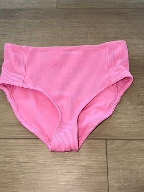 DSG High-Rise Ribbed Pink Bikini Bottoms Girls size medium full coverage